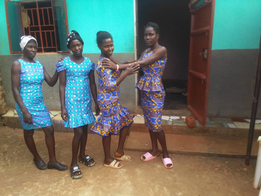Girls showing clothes made